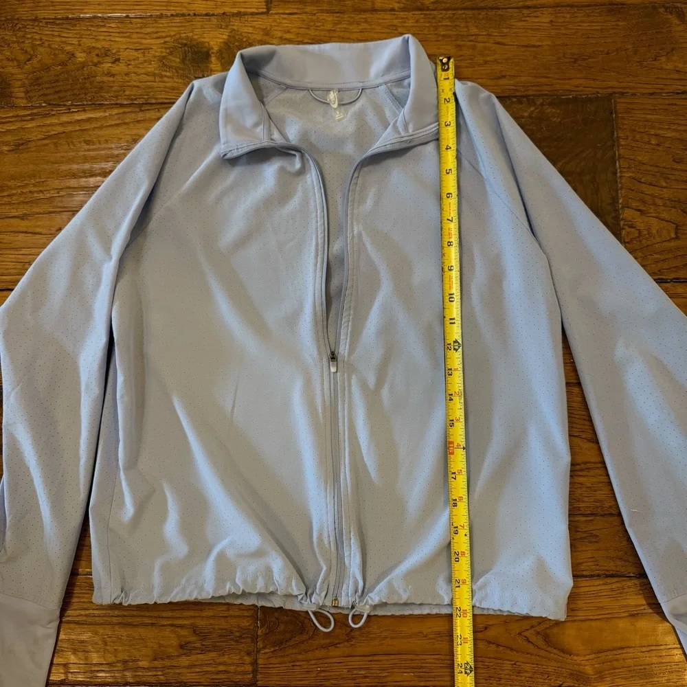 Sport Running Walking Jacket Size 2 Blue Zip Up Lightweight Athletic Activewear - Picture 5 of 8